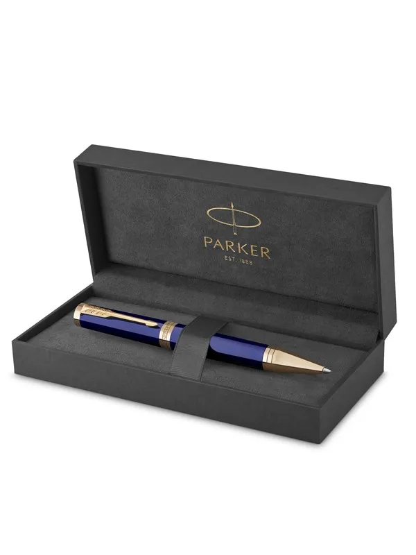 Parker Ingenuity kulepenn | Core Collection | Blå med gullkant | Fine punkt med svart blekk | Gaveeske