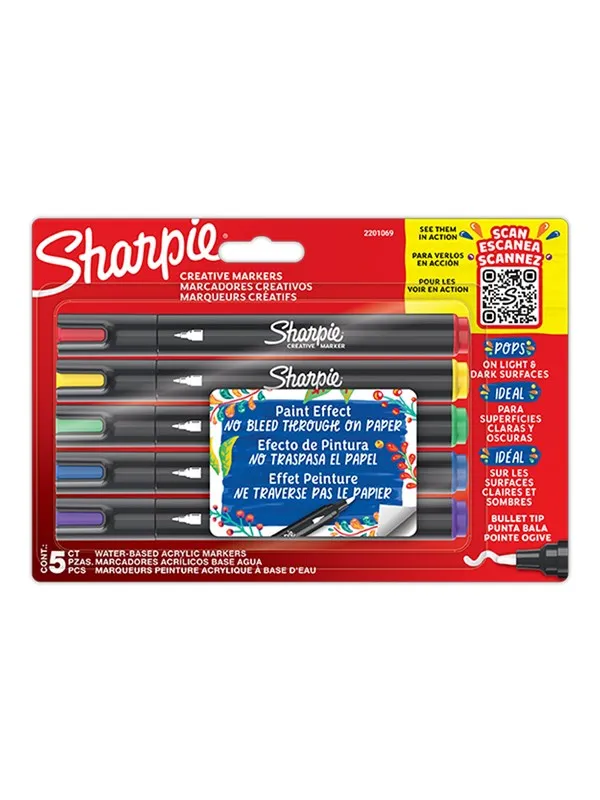 Sharpie Creative Marker Bullet Tips | Assorterte farger | 5 Stk