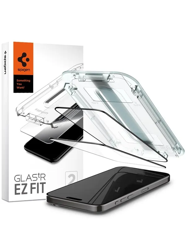 Spigen Glass tR EZ Fit 2 Pack - FC Black - iPhone 15 Pro
