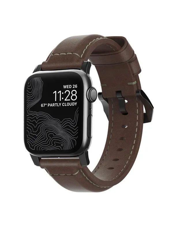 Nomad - Traditional Band - 44mm/42mm | Black Hardware | Rustic Brown Leather