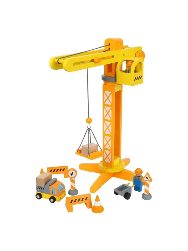 Small Foot - Wooden Crane Construction Site with Accessories 14dlg.