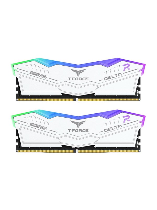 Team Group T-Force DELTAÎ± RGB DDR5-6000 - 32GB - CL38 - Dual Channel (2 pcs) - AMD EXPO & Intel XMP - Hvit med RGB