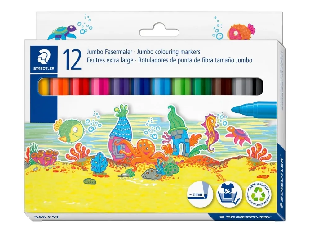 Staedtler Fibre-tip Jumbo 12pcs wallet
