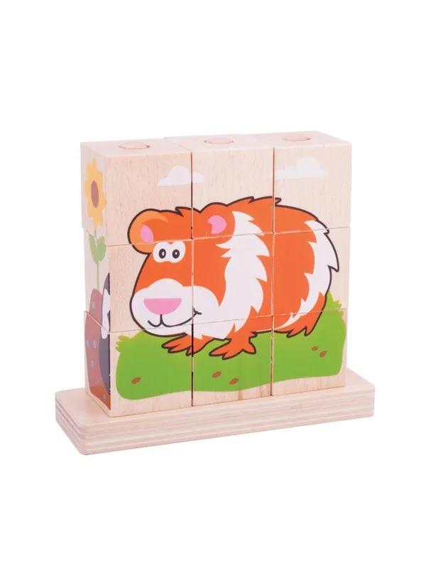 Bigjigs Wooden Block Puzzle Pets 10pcs.