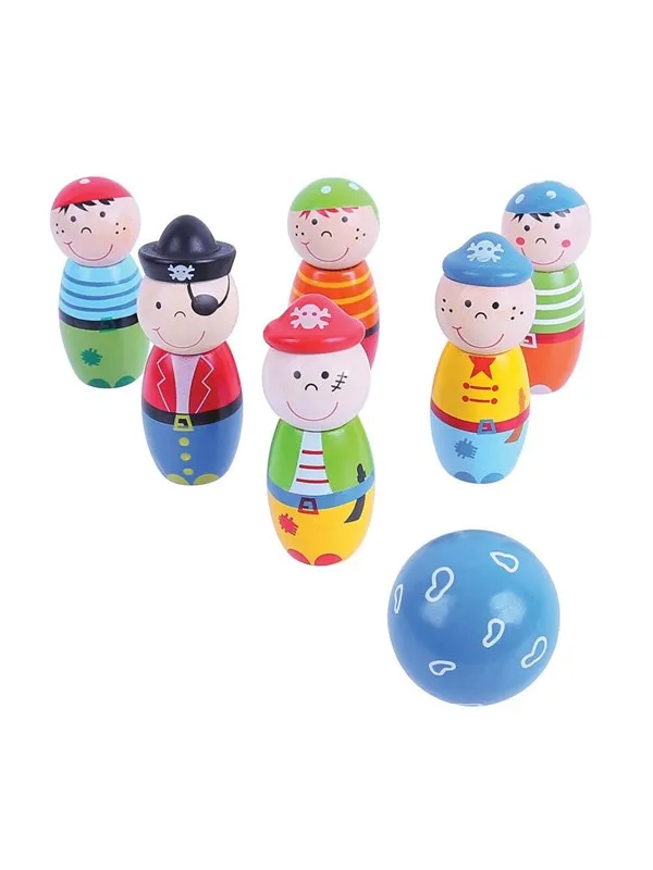 Bigjigs Wooden Bowling Set Pirates 7 pcs.