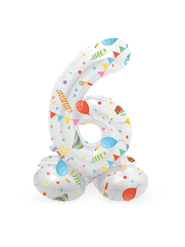 Folat BV - Standing Foil Balloon Joyful Party Number 6 -72cm