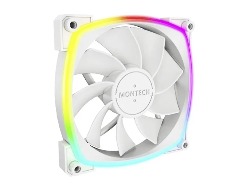 Montech RX120 PWM WH - Reverse - Kabinettvifte - 120mm - Hvit med RGB-lys - 27 dBA