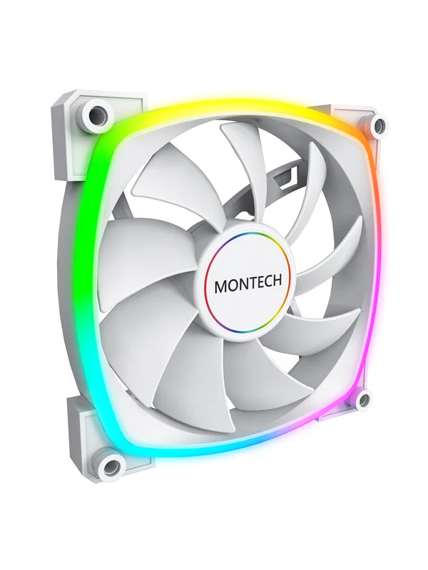 Montech AX140 PWM WH - Kabinettvifte - 140mm - Hvit med RGB-lys - 28 dBA