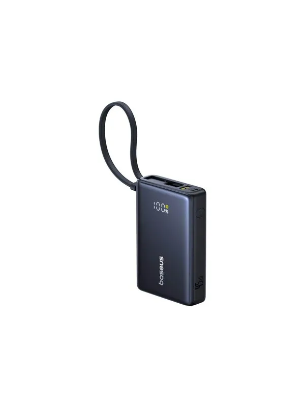 Baseus PicoGo power bank - with built-in USB-C cable - 2 x USB-C USB - 45 Watt Nødlader - 10000 mAh