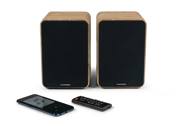 Thomson WS602DUO Bookshelf Speaker Set - Wood
