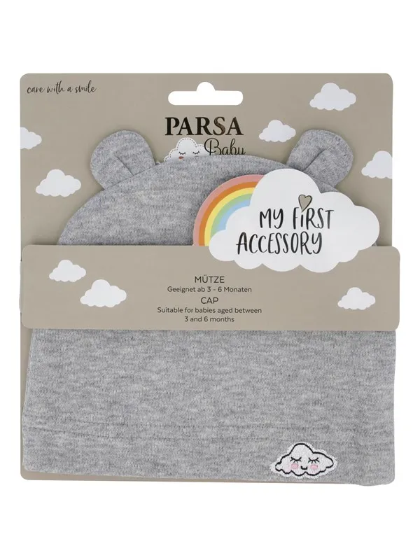 Parsa Baby Babylue med ører og skybroderi - grå