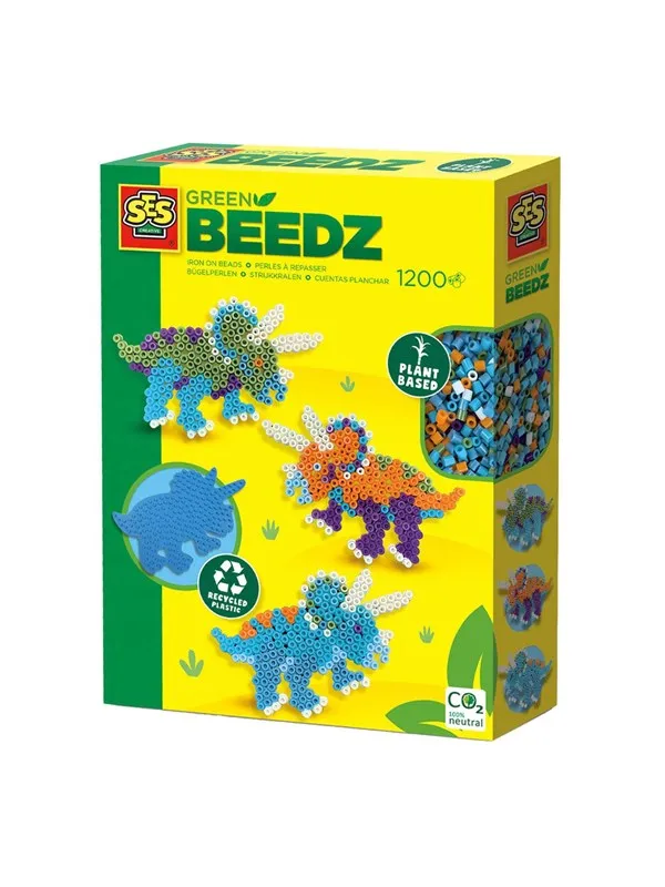SES Creative Green Beedz - Iron on beads set Triceratops Dino