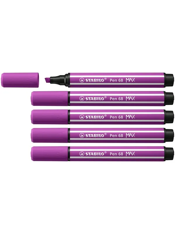 STABILO Pen 68 MAX - Fibre-tip Pen with Thick Chisel Tip - Lilac