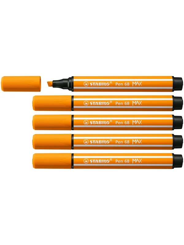 STABILO Pen 68 MAX - Fibre-tip Pen with Thick Chisel Tip - Orange
