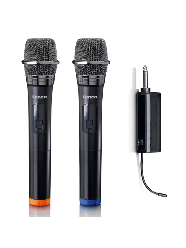 Lenco MCW-020BK - Set of 2 wireless microphones with portable battery powered receiver