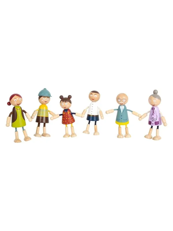 Small Foot - Wooden Dollhouse Family Bendable 6pcs