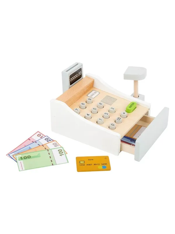 Small Foot - Wooden Toy Cash Register with Accessories 15dlg.