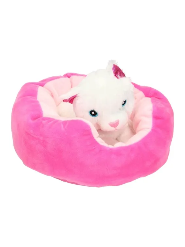 Toi-Toys Plush dog/cat in Basket - Assorted