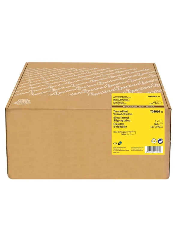 Avery Direkte termiske etiketter, 103 x 199 mm, 700 Etiketter, Hvit