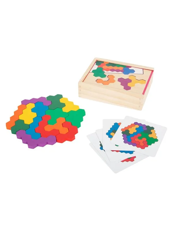 Small Foot - Wooden Shape Puzzle Hexagon Tre