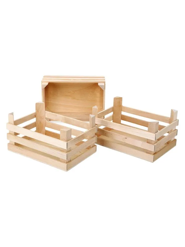 Small Foot - Wooden Crates Large 18x12x9.5cm Set of 3