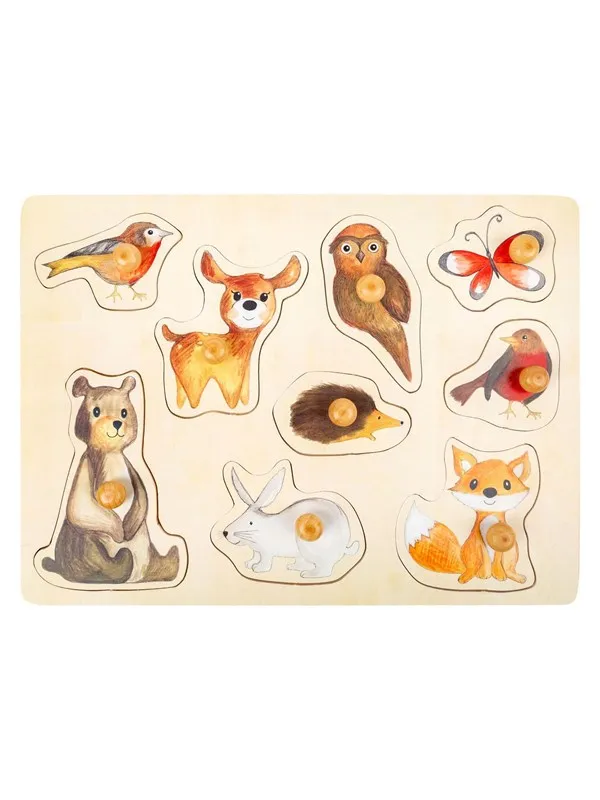 Small Foot - Wooden Stud Puzzle Forest Animals 9p Tre