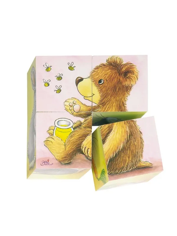 Goki Wooden Block Puzzle Baby Animals Blokk