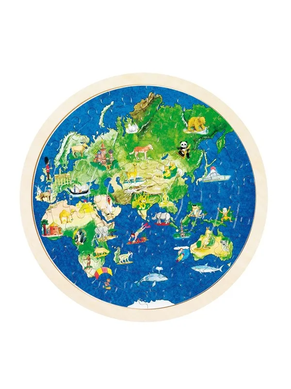 Goki Double Sided Wooden Puzzle - Globe 57pcs. Tre