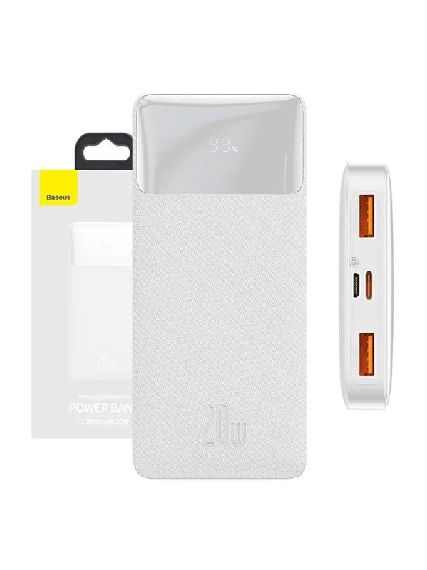 Baseus Bipow 10000mAh 20W - White Nødlader - Hvit - 10000 mAh