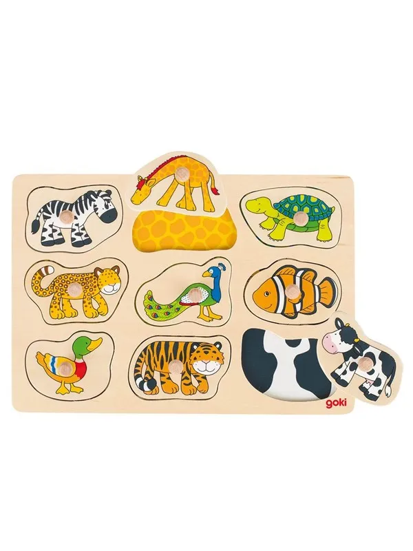 Goki Wooden Animal Bubble Puzzle 9pcs. Tre