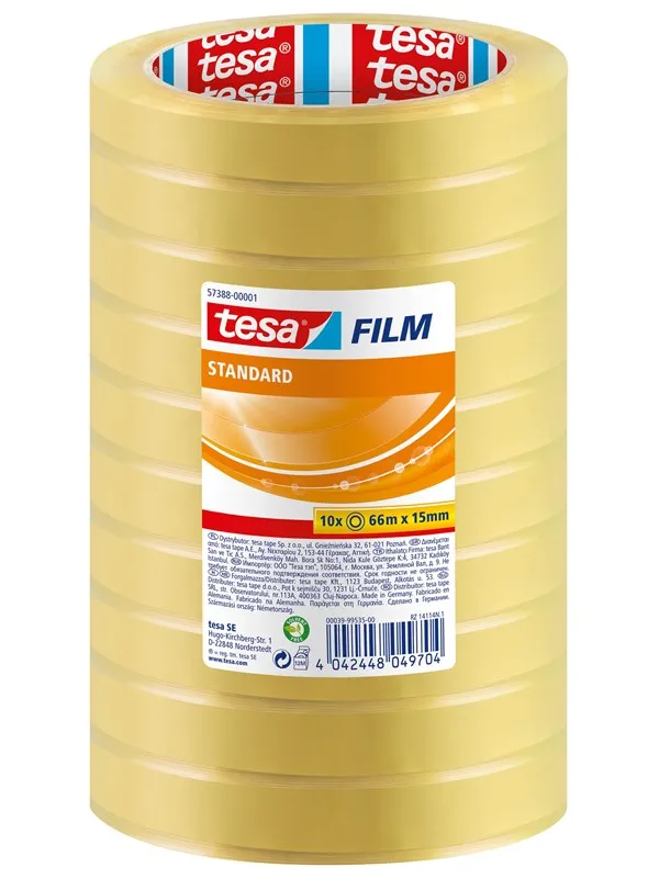 tesa film tape Standard 10 x 66m x 15mm Transparent