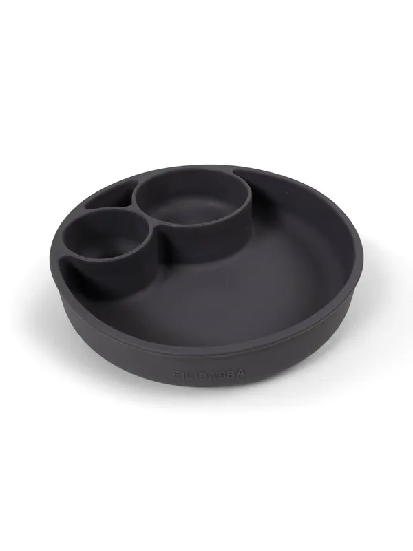 Filibabba Silicone divided plate - Stone Grey