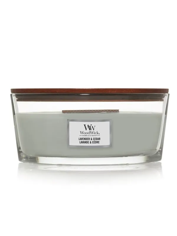 WoodWick Scented candle with wooden lid - Lavender & Cedar
