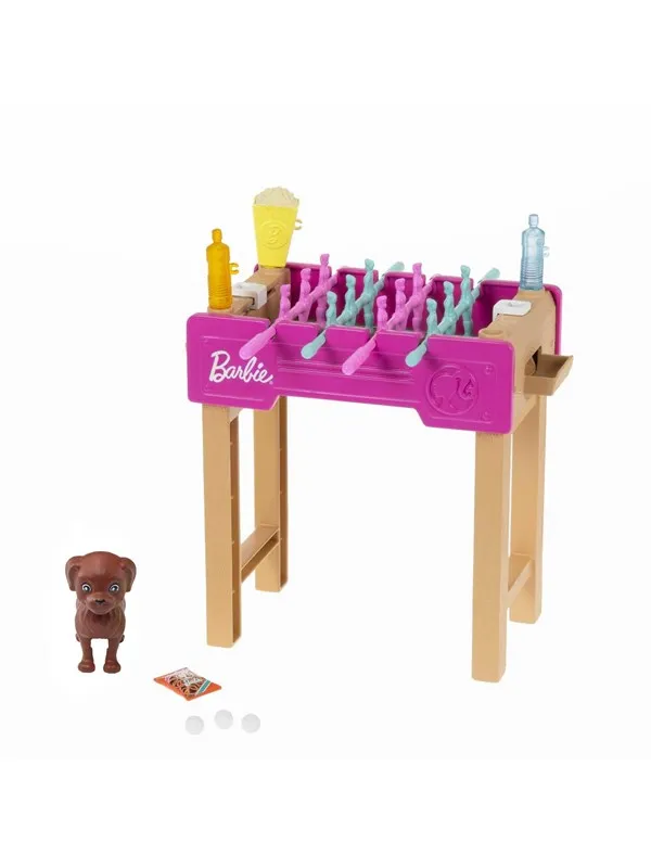 Barbie Mini Playset With Pet Accessories And Working Foosball Table