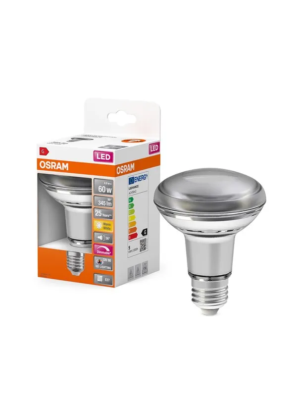 Osram LED-lyspære LED Comfort R80 36° 345lm 4.8W/927 (60W) E27 dimmable E27