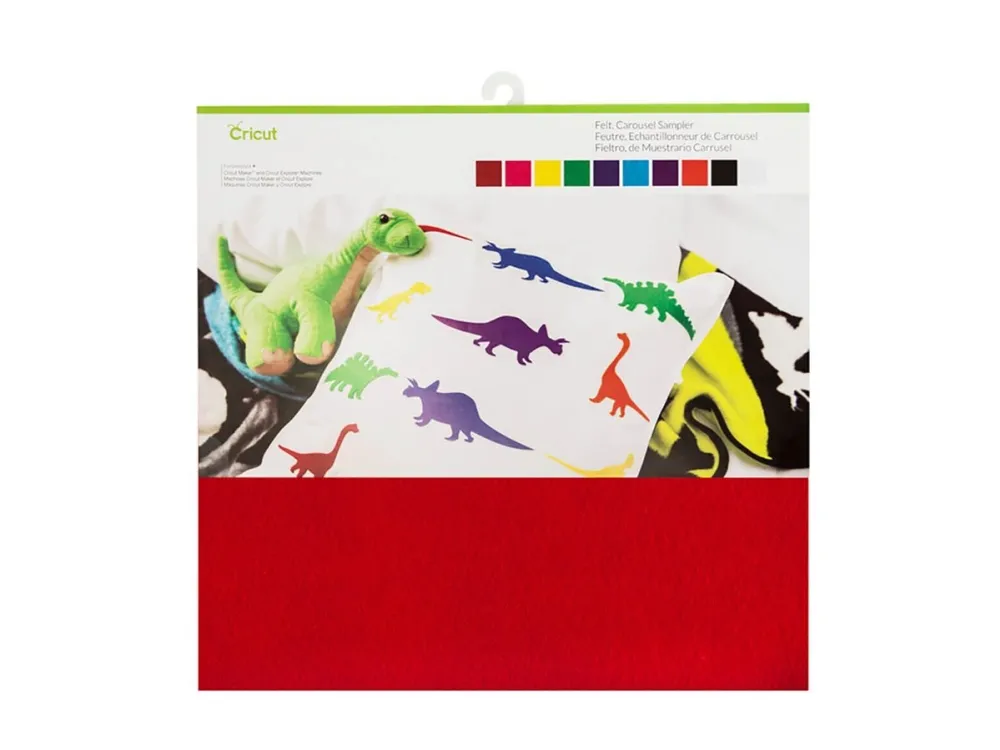 Cricut - craft material - 305 x 305 mm - 10 sheets - red pink yellow green blue turquoise orange black white - felt