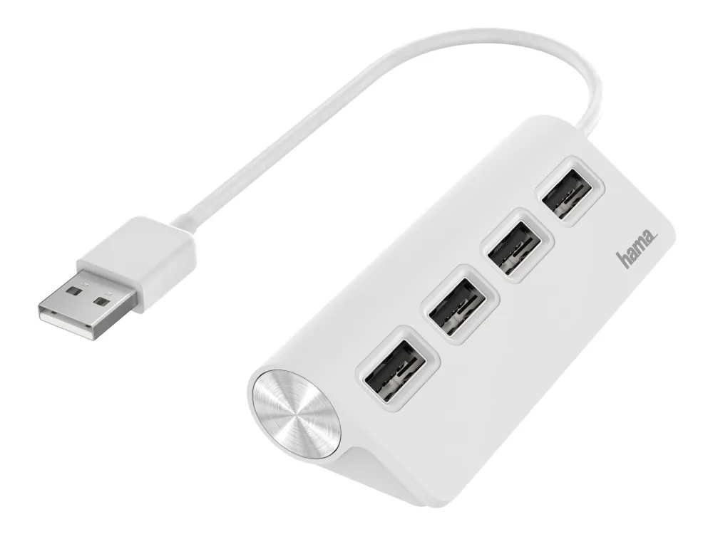 Hama USB Hub 4 Ports USB 2.0 480 Mbit/s white USB-hub - USB 2.0 - 4 porter - Hvit