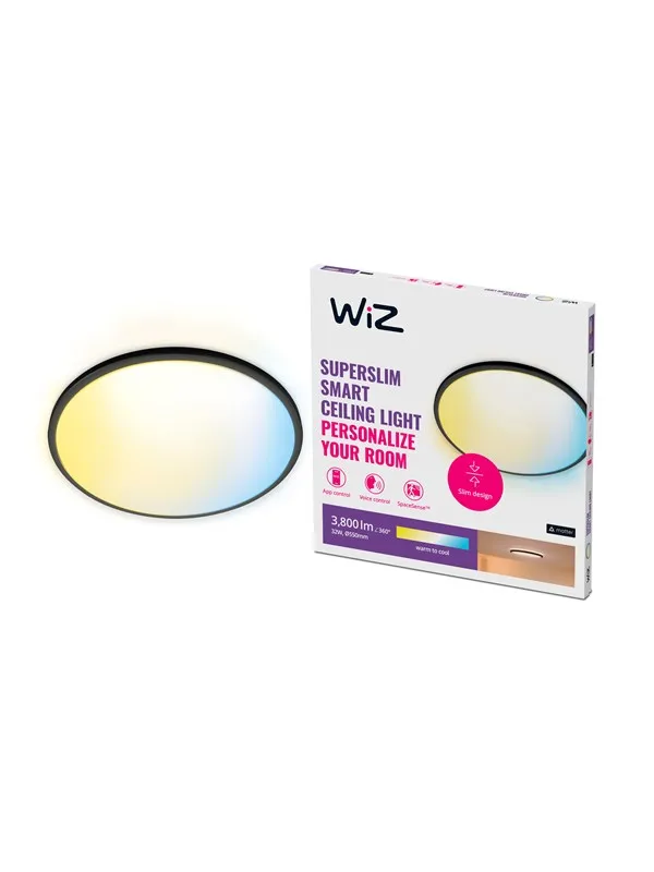 WiZ SuperSlim Smart Taklampe Svart, 32W, Justerbar Hvit og Dimbar