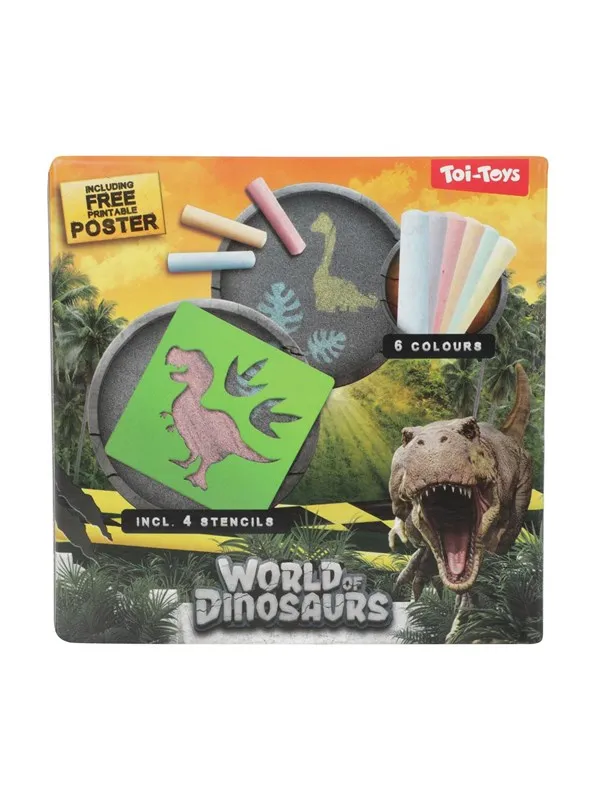 World of Dinosaurs Sidewalk Chalk Dino with Stencils 10pcs.