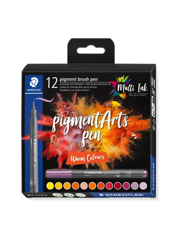 Staedtler pigment brush pen Warm Col 12pcs