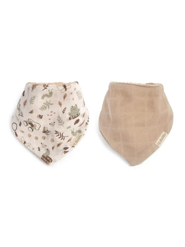 Filibabba Bandana bib 2 pack GOTS - Little Wonders + Warm Gr