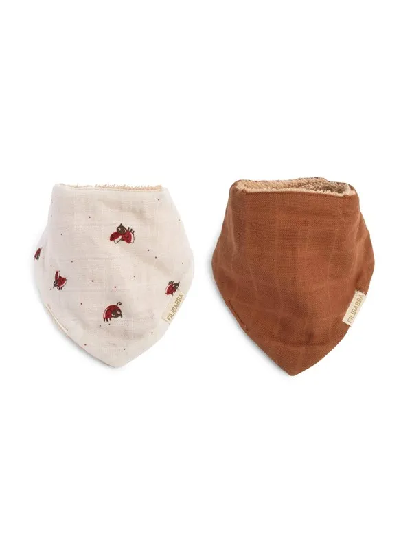 Filibabba Bandana bib 2 pack GOTS - Lucky + Amber Brown