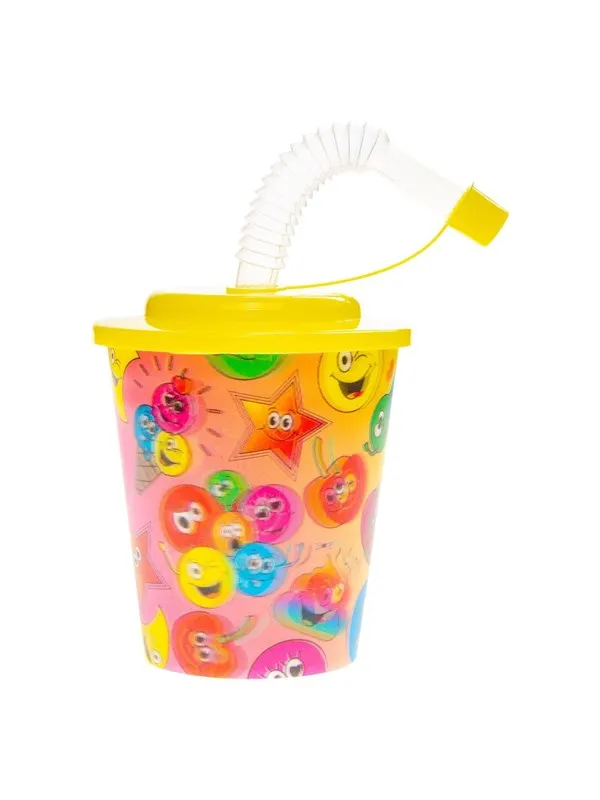 LG-Imports - Cup with Lid and Straw Smiley Face 12pcs.
