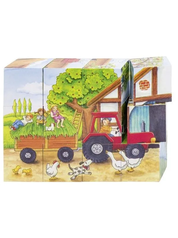 Goki Wooden Block Puzzle Seasons on the Farm 12 pcs. Blokk