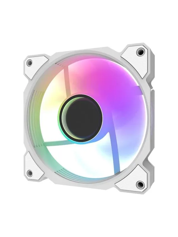 Darkflash DR08 Cooling Fan (White) - Kabinettvifte - 120mm - Hvit med RGB-lys - 30 dBA