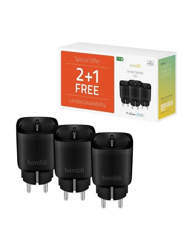 Hombli EU Smart Socket Promo Pack 2+1 Black