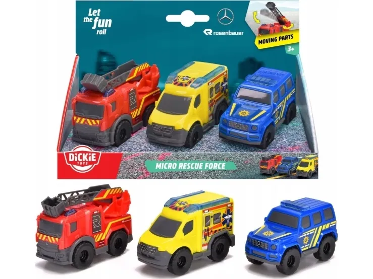 Dickie 3-Pack Mini Redningskjøretøy