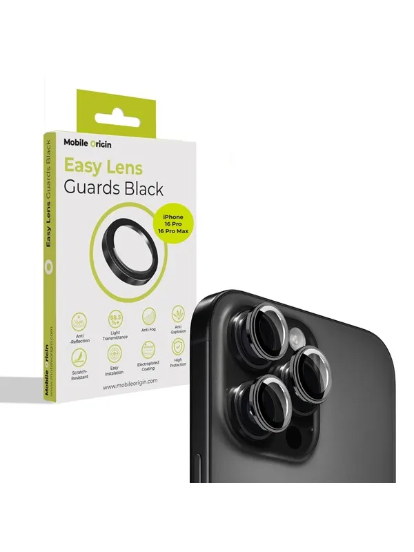 Mobile Origin Easy Lens guards - black - iPhone 16 Pro / 16 Pro Max