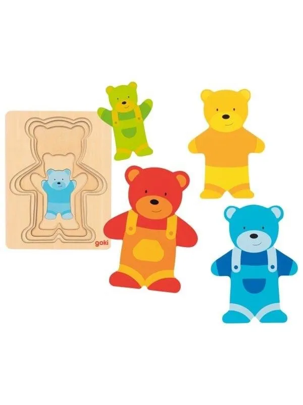 Goki Wooden Layer Puzzle Bear 5 pcs. Tre