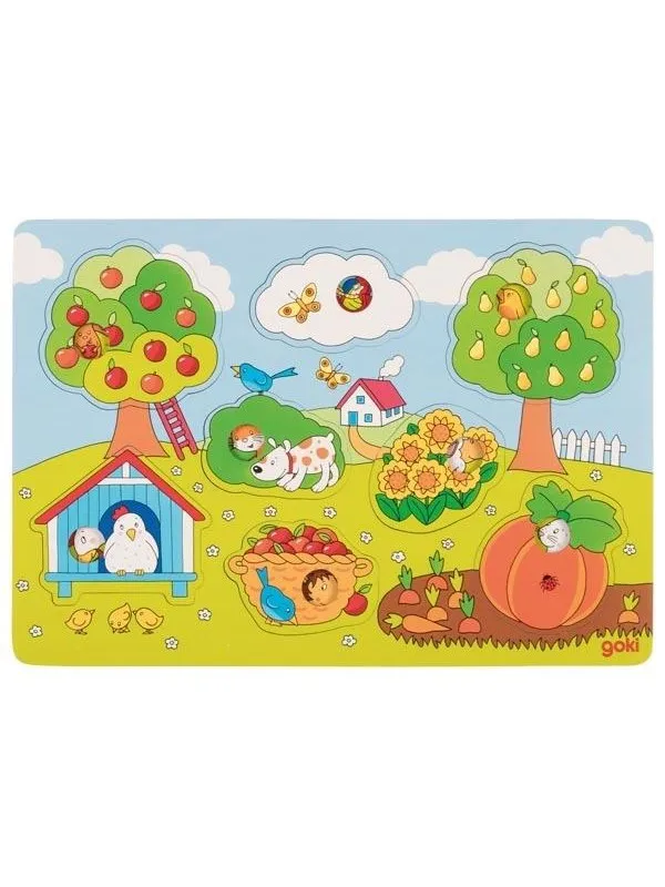 Goki Wooden Background Shape Puzzle in the Garden 8 pcs. Tre